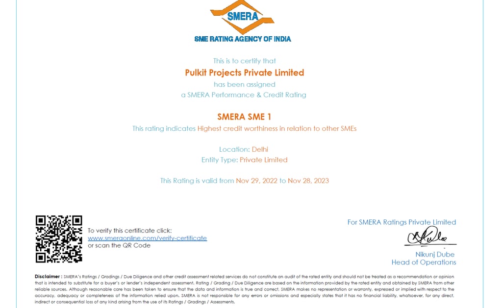 SME Rating Report — Pulkit Projects Pvt. Ltd.